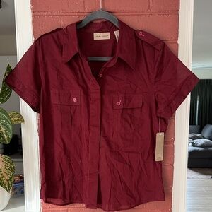 Deep Red Button Down Shirt